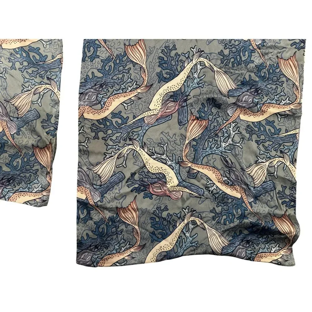 Mulberry Silk Pillowcase Set Blue Mermaid Coral Print | Standard + Queen